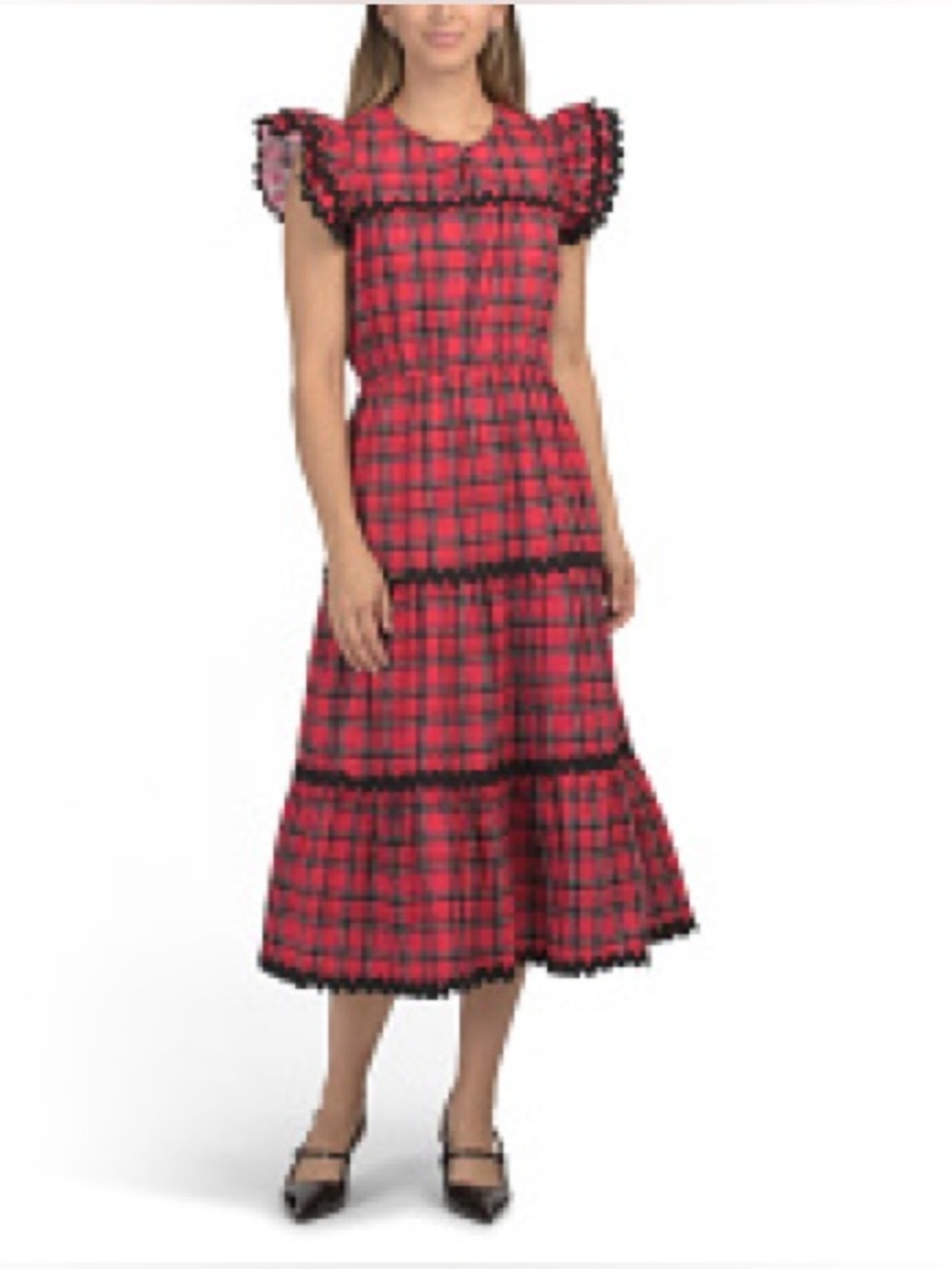 NWT Sail to Sable Res Plaid Midi Dress M